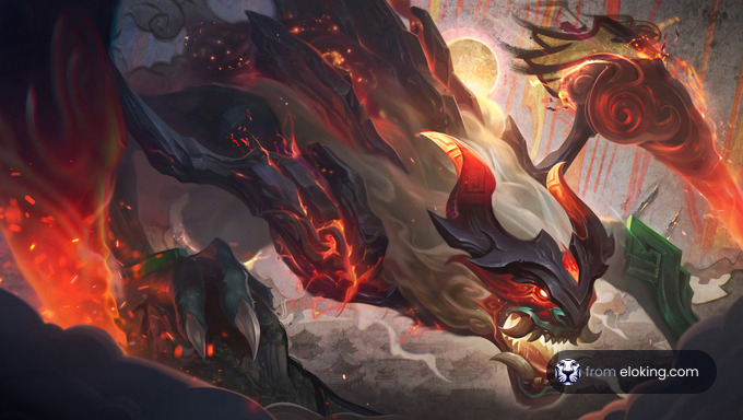 Majestic fiery dragon soaring over a mystical landscape