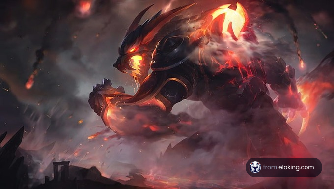 Intense illustration of a fiery dragon emitting flames