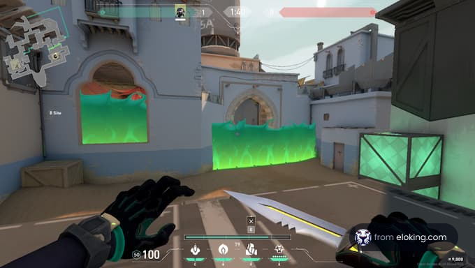 Player using tactical abilities in a first-person shooter game