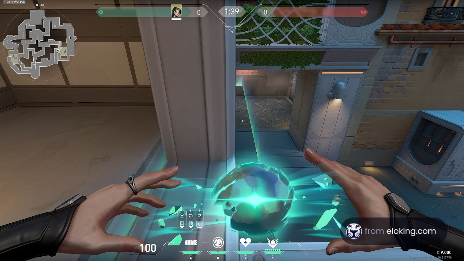 First-person view in a shooting game showing hands casting a magical spell