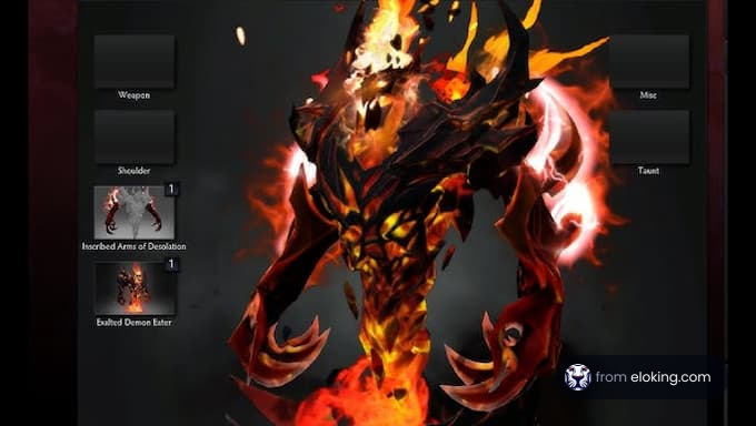 Fiery demon character in a video game