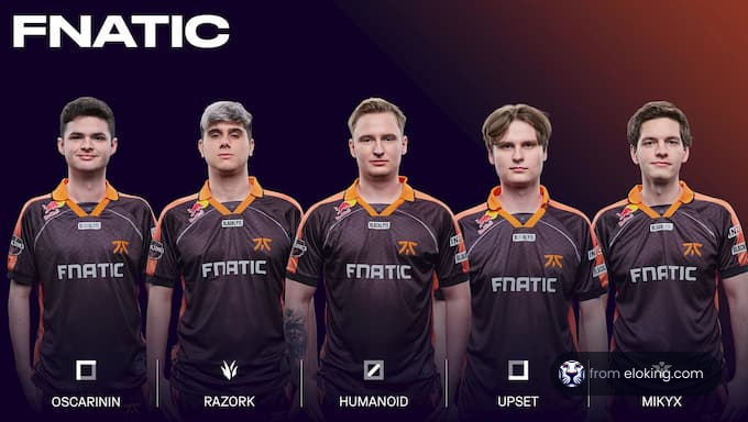 Fnatic esports team members posing for a team photo