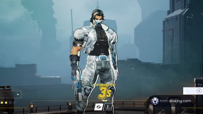 Futuristic character portrait from a video game