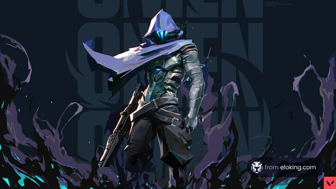 Futuristic knight with energy sword in dark thematic background