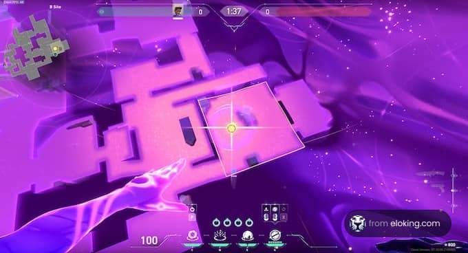 Futuristic purple gaming interface with tactical UI elements
