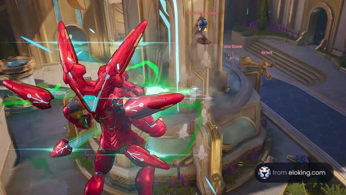 A futuristic robot in action during a gaming scene.