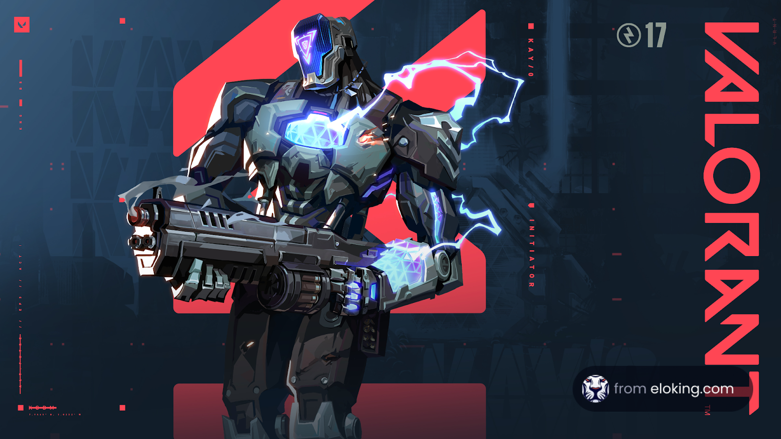 Futuristic robot soldier with an energy weapon in a combat pose