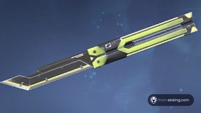 Futuristic sword with sleek black and green design