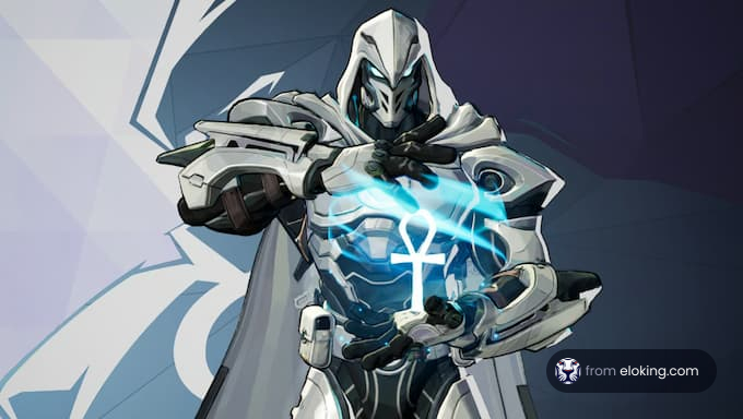 A futuristic warrior using magic energy.