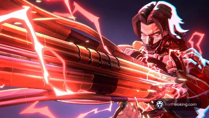 A futuristic warrior aiming a powerful energy gun.