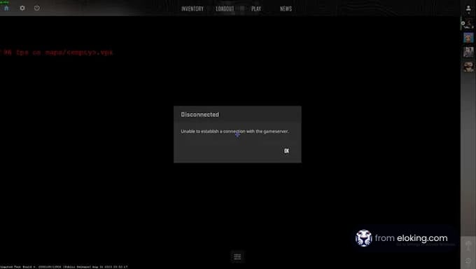 Screenshot of a game showing a disconnection error message
