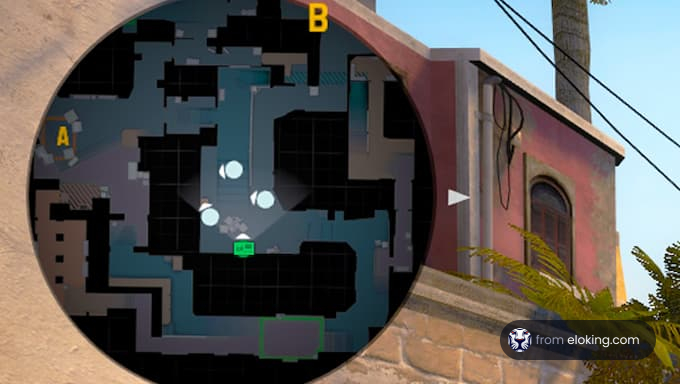 Overview of game map showing strategic points A and B
