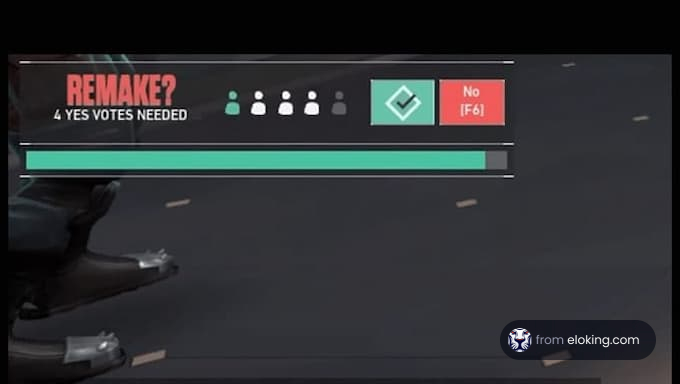 Game play remake vote interface with yes and no options
