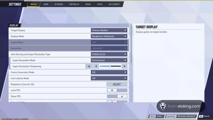Display game on target monitor settings in borderless windowed mode.