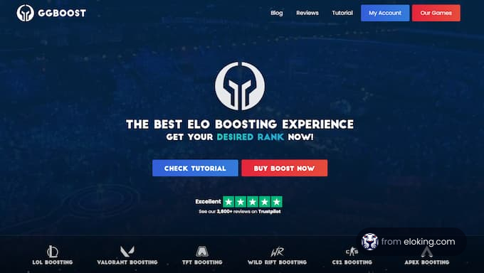 Screenshot of a gaming ELO boosting service website