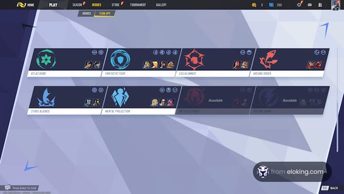 Overview of team types for gaming heroes
