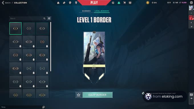 Video game interface showing a Level 1 Border unlock