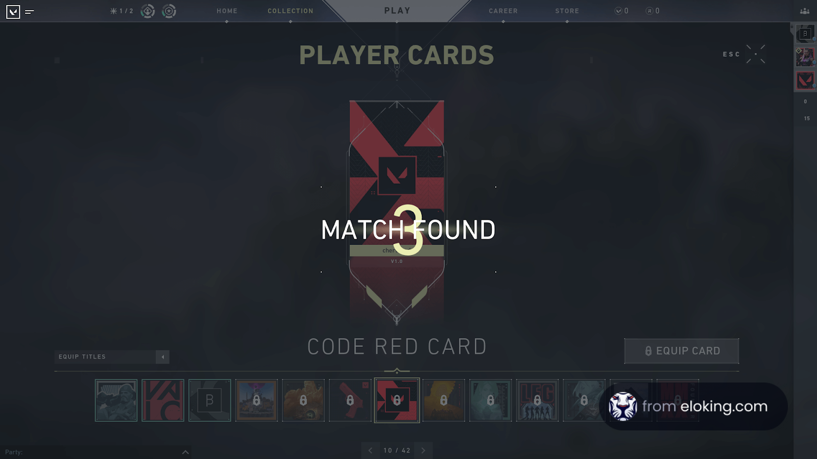 Screenshot of a gaming interface showing 'Match Found' with player cards