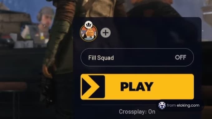 Game interface showing fill squad option and play button.