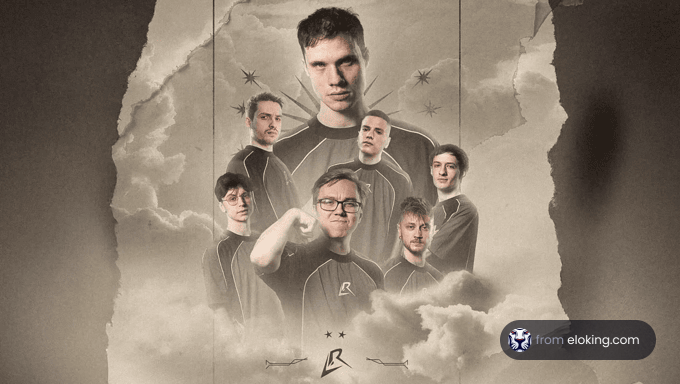 A gaming team portrait showcasing six members in unique attire.