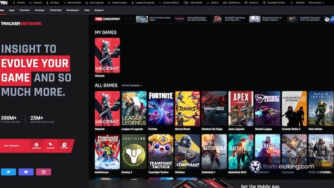 Screenshot of a gaming network dashboard showing various games and user interface elements.