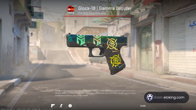 Glock-18 Gamma Doppler from the 2021 Train Collection in a virtual environment