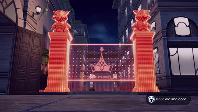 Świecące wejście kota w nocnej scenerii