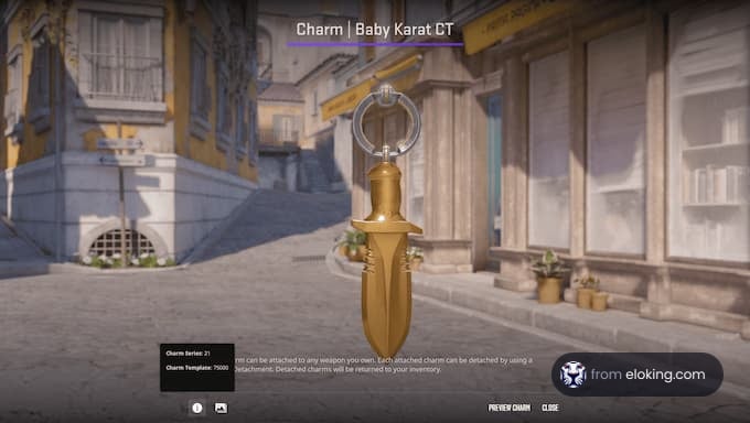 Golden key charm attachment in a video game