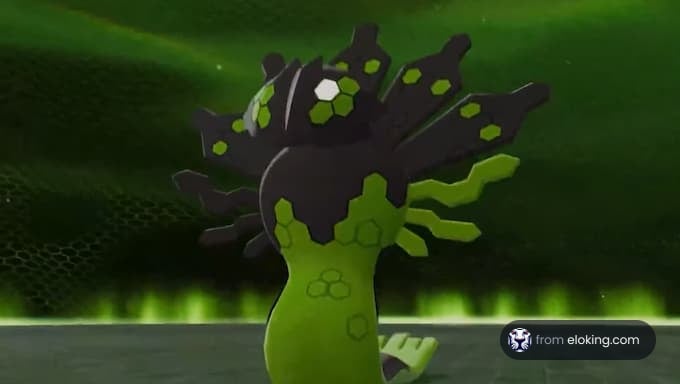 Eine grüne Monsterfigur mit einzigartigen Merkmalen