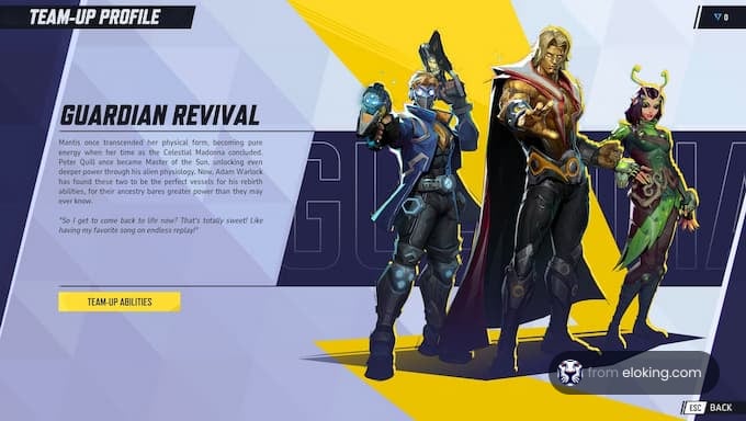 Team profile for Guardian Revival featuring three characters.