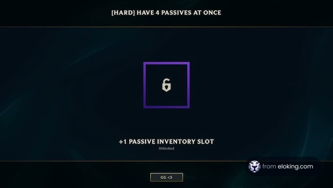 Screenshot showing achievement of having four passive inventory slots unlocked in a video game