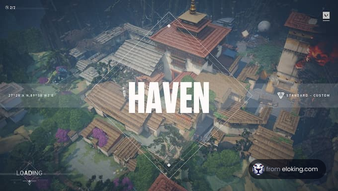 Aerial view of Haven map loading screen in a video game