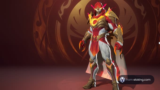 Hero character in fiery armor illustration