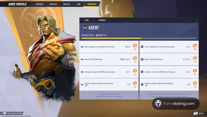 Character profile displaying agent's proficiency and achievements in the game.