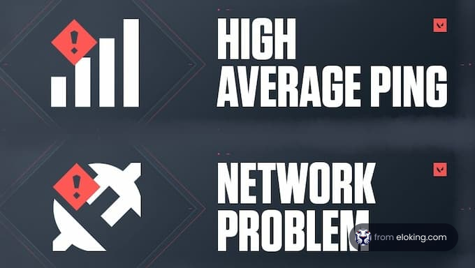 Graphic displaying high average ping and network problems