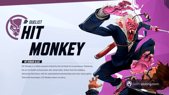 Hit Monkey is a dualist character known for his lethal precision and agility.