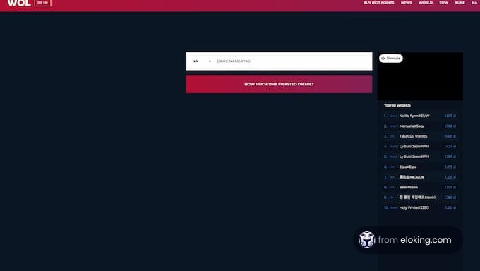 A website interface showing game statistics