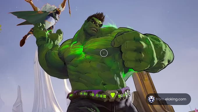 The Hulk striking a powerful pose in a vibrant artwork.