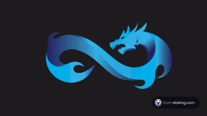 A blue dragon forming an infinity symbol