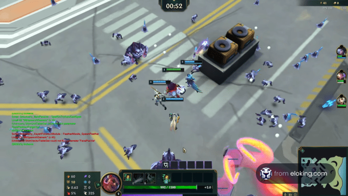 Screenshot of an intense multiplayer game with players and creatures