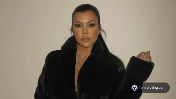 Kourtney Kardashian in a stylish black coat