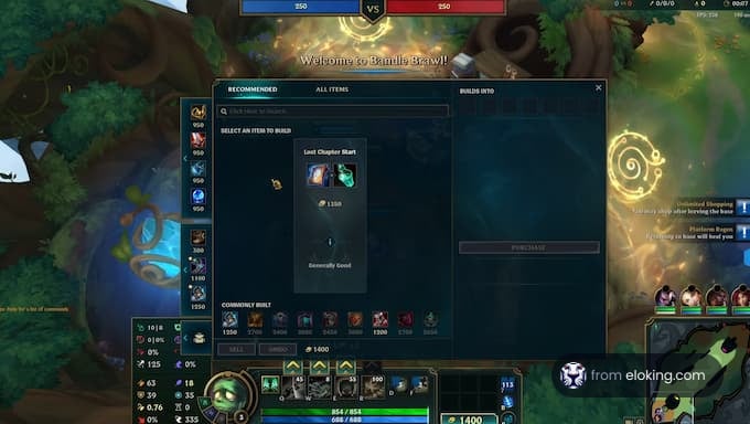 League of Legends Bundle Brawl item selection screen showing Last Chapter Start.
