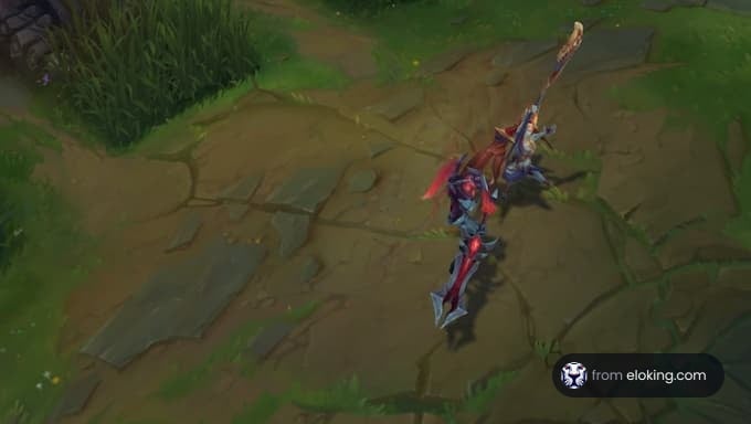 Un champion de League of Legends dans une scène de bataille