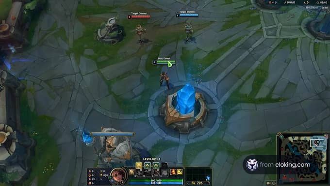 A League of Legends champion engaging in a training battle