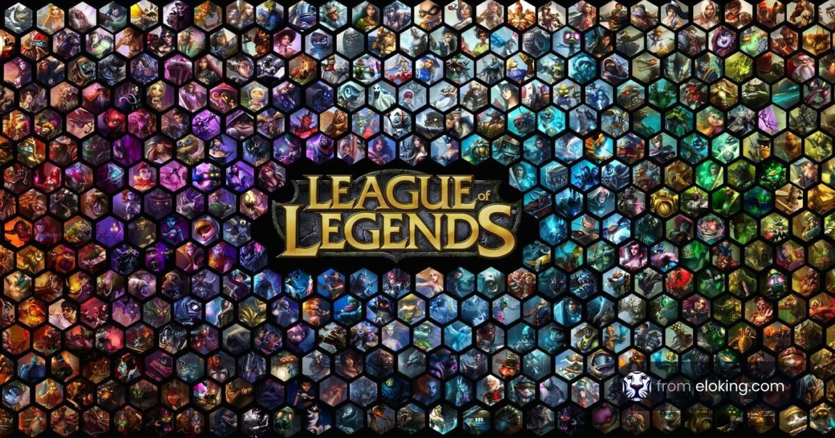 Colorful mosaic of League of Legends champion icons