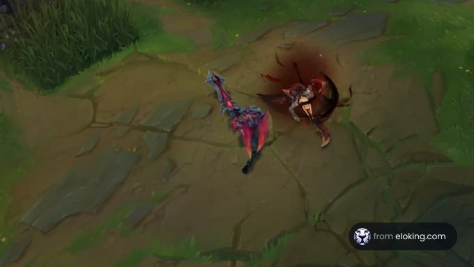 Une scène d'action dynamique mettant en vedette un personnage de League of Legends.
