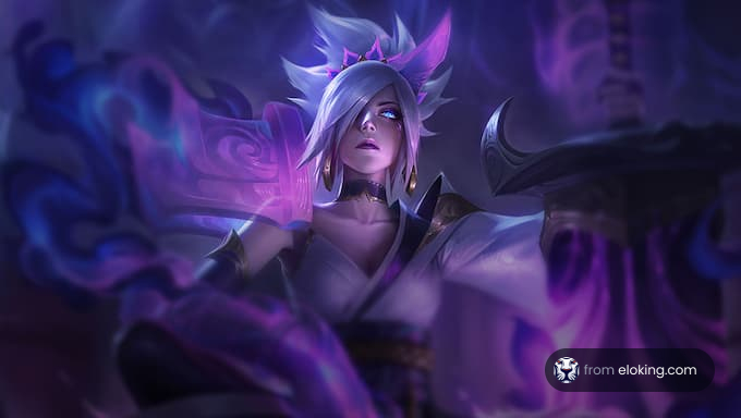 Mistyczna postać z League of Legends otoczona magicznymi efektami