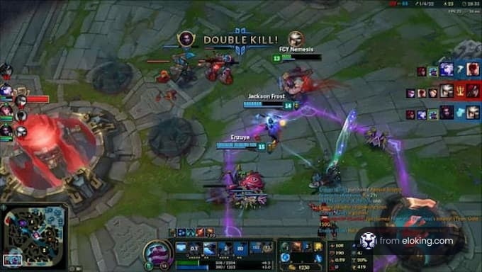 A player achieving a double kill in a League of Legends match