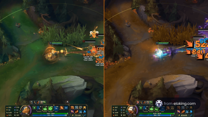 Gameplay comparison in League of Legends featuring dynamic action