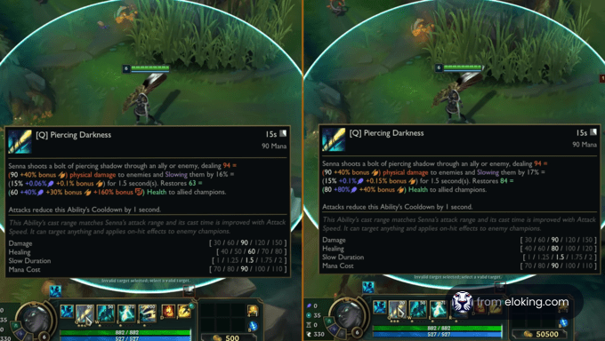 Screenshot of Senna using her ability in a League of Legends game